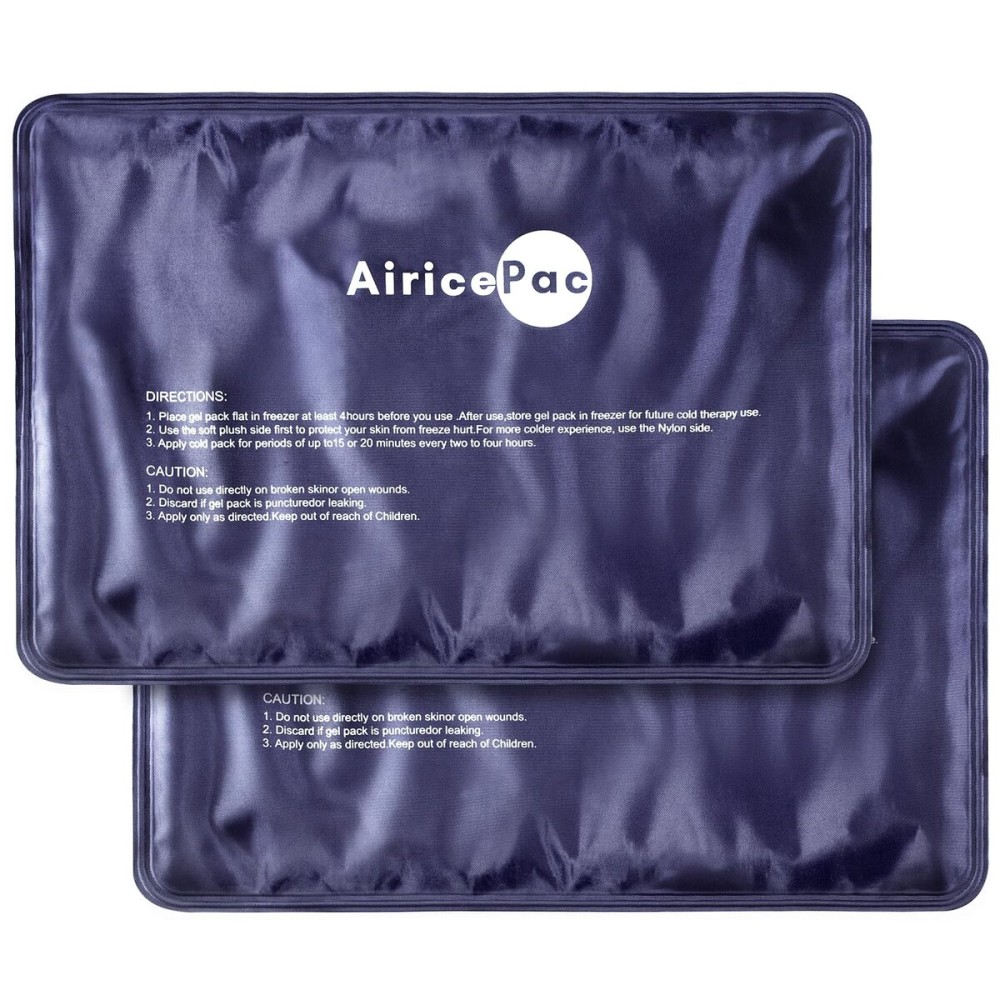 AiricePac Ice Packs for Injuries Reusable,10x 14 Gel Cold Pack for Knee Neck Shoulder Ankle Elbow Hip Back Pain Relief, Cold Compress Therapy for Swelling, Bruises, Surgery, Blue, 2 Pack