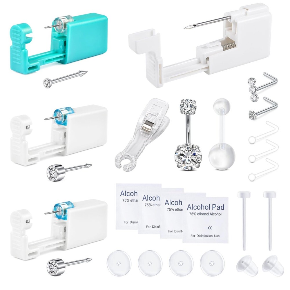 QWALIT Ear Piercing Kit Nose Piercing Kit Belly Button Piercing Kit Ear Piercing Gun Kit Belly Piercing Kit Disposable Earring Piercing Kit Self Piercing Kit at Home