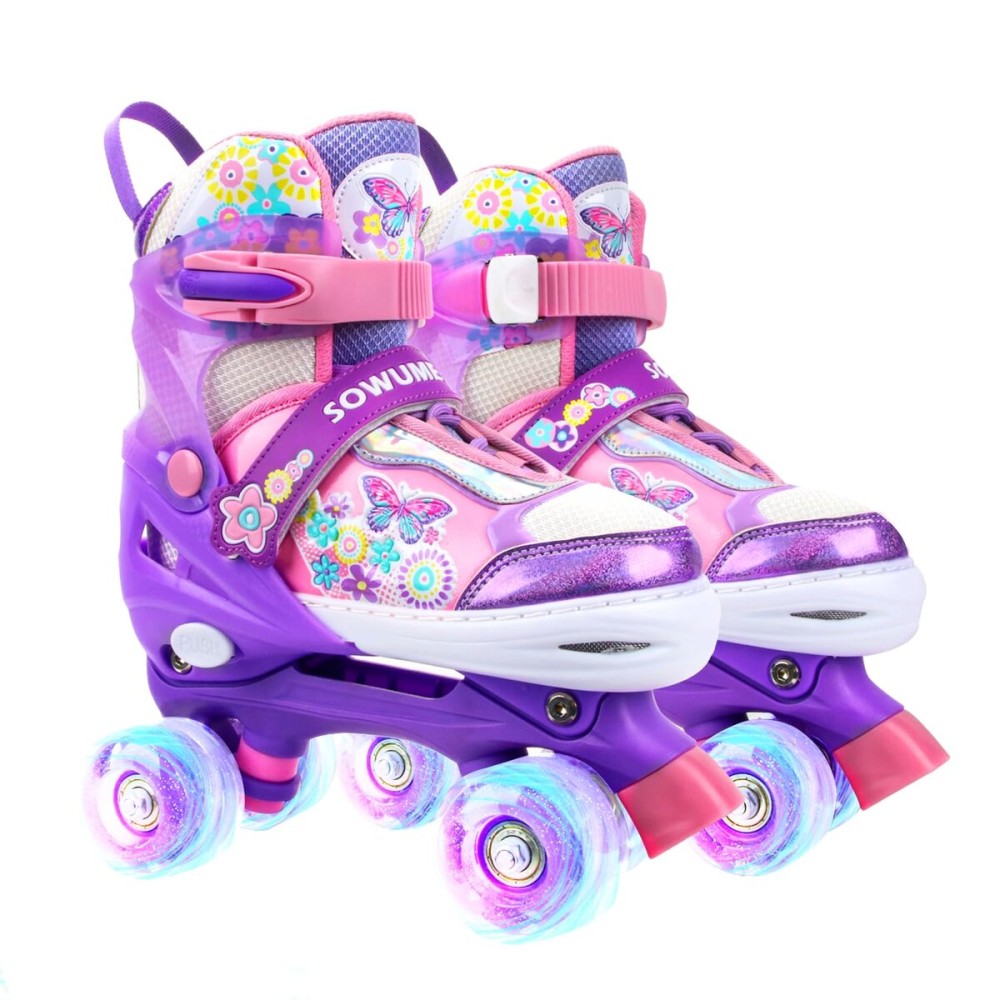 Sowume Adjustable Roller Skates for Girls and Women, All 8 Wheels of Girl\'s Skates Shine, Safe and Fun Illuminating for Kids