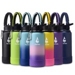 Farsea Insulated Water Bottle With Paracord Handle, Protective Boot and 2 Lids (Straw Lid & Spout Lid), Stainless Steel Water Bottle Wide Mouth, Double Wall Sweat-Proof BPA-Free, 32 oz