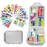 Pill Organizer with Medicine Labels 146 Labels Travel Daily Pill Container Mini Medication Organizer Storage Pill Organizer Travel Essentials Pill Case 7 Day (Grey, 1 Pack-Large)
