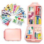 Pill Organizer with Medicine Labels 146 Labels Travel Daily Pill Container Mini Medication Organizer Storage Pill Organizer Travel Essentials Pill Case 7 Day (Pink, 1 Pack(Large))