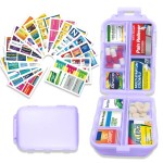 Pill Organizer with Medicine Labels 146 Labels Travel Daily Pill Container Mini Medication Organizer Storage Pill Organizer Travel Essentials Pill Case 7 Day (Purple, 1 Pack(Large))