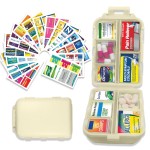 Pill Organizer with Medicine Labels 146 Labels Travel Daily Pill Container Mini Medication Organizer Storage Pill Organizer Travel Essentials Pill Case 7 Day (Beige, 1 Pack(Large))