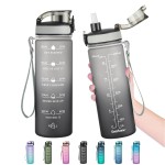 Enerbone 24 oz Water Bottle, Leakproof BPA & Toxic Free, Motivational Water Bottle with Times to Drink and Straw, Fitness Sports Water Bottle with Strap for Office, Gym, Outdoor Sports