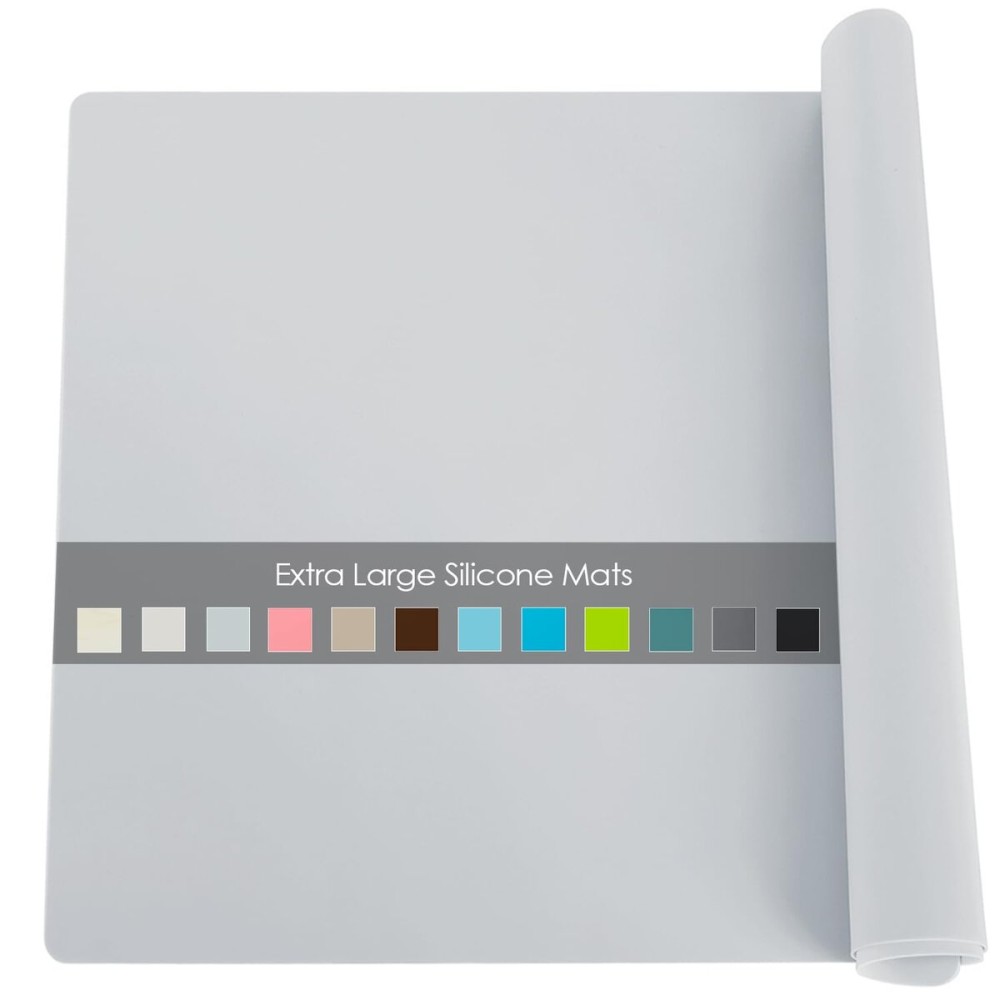 Extra Large Flexible Silicone Table Mats for Kids - Non-Slip, Waterproof, Heat Insulation Countertop Protector - Pastry Mat, 27.6\'\'x19.7\'\' Gray, 1Pcs