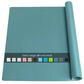 Extra Large Silicone Countertop Mat, Silicone Table Mat Kitchen Counter Protector Nonslip Heat Resistant Desk Mat for Crafts Kids Dinner Placemat Pastry Dough Rolling Mat, Dark Green