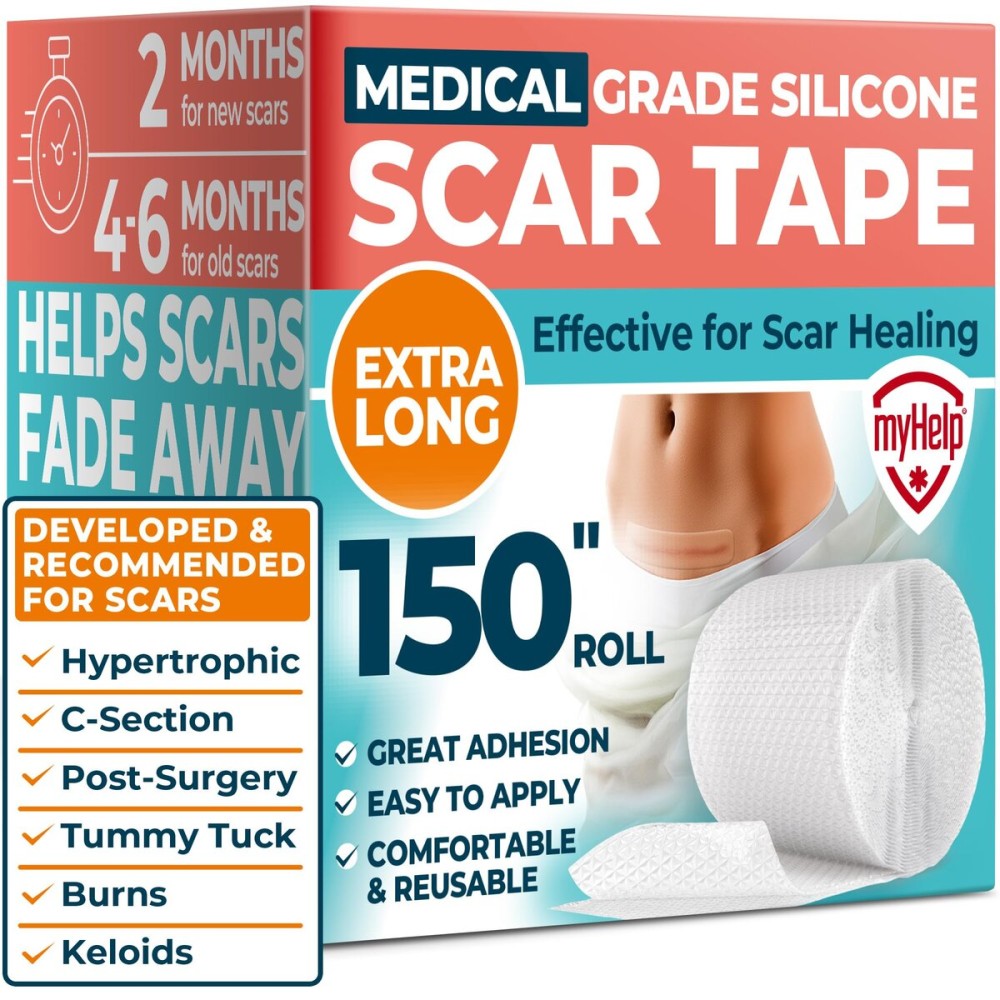 Medical Grade Silicone Scar Tape - Transparent (1.6x150) - Visible Difference on Surgical & Keloid Scars - Reusable Silicone Scar Sheets - Easy to Use Silicone Tape for Scars