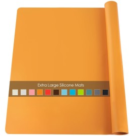 Extra Large Silicone Mats For Kitchen Counter, 27.6\'\' x 19.7\'\' Silicone Placemats for Kids, Nonstick Silicone Mat for Baking Crafts, Nonskid Heat Resistant Mat Orange Kids Placemats for Table,1Pcs