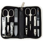 Swords Germany - brand quality 8 piece manicure pedicure grooming kit set for professional nail care genuine leather case white - Made in Germany