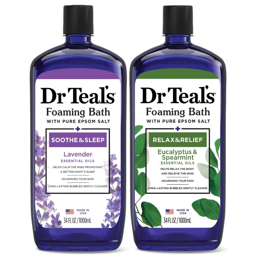 Dr Teal\'s Foaming Bath with Pure Epsom Salt, Lavender & Eucalyptus, 34 fl oz (Pack of 2)