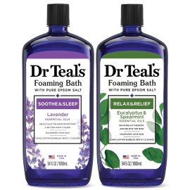 Dr Teal\'s Foaming Bath with Pure Epsom Salt, Lavender & Eucalyptus, 34 fl oz (Pack of 2)