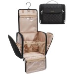 BAGSMART Hanging Travel Toiletry Bag, Large Capacity Water-resistant Cosmetic Organizer with Handle for Brushes Accessories, Black