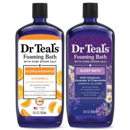 Dr Teal\'s Foaming Bath with Pure Epsom Salt, Vitamin C & Sleep Blend, 34 fl oz (Pack of 2)
