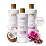 RAW SUGAR Simply Body Wash, Beach Rose + Coconut Milk + Shea (25 Fl Oz, Pack of 3) Sensitive Skin Bath Soap, Formulated without Sulfates & Parabens