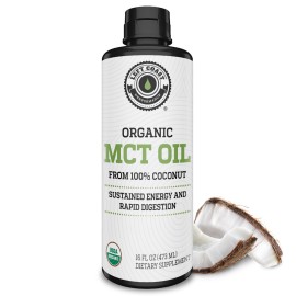 MCT Oil Organic - C10 C8 MCT Oil for Sustained Mental Energy & Focus Support - MCT Oil Organic For Coffee, Smoothies, & More - Palm Free Vegan Keto & Paleo Friendly 16 Fl Oz - Non-GMO - Aceite De Coco