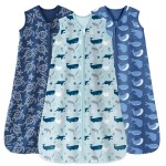 Unnivoll Baby Sleep Sack 6-12 Months 0.5 Tog Wearable Blanket Baby, 3 Pack 100% Cotton Lightweight Sleeping Sack with 2-Way Zipper for Newborn Infant Shark