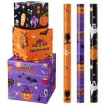 WERNNSAI Halloween Wrapping Paper Rolls - 3 Rolls 17 x 120 Halloween Pumpkin Wrapping Paper Black Hallows Eve Decor Ghost Spider Design Gothic Wrapping Paper Hallow Party Decor Supply