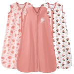 Unnivoll Baby Sleep Sack 6-12 Months 0.5 Tog Wearable Blanket Baby, 3 Pack 100% Cotton Lightweight Sleeping Sack with 2-Way Zipper for Newborn Infant Strawberry
