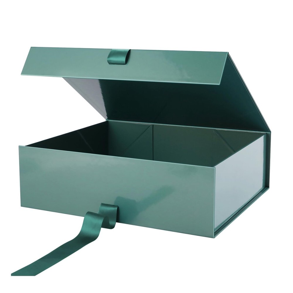 PACKHOME 17x14.5x5.5 Inches, Extra Large Christmas Gift Box with Lid, Magnetic Closure Boxes with Ribbon for Clothes and Large Xmas Gifts (Glossy Green)