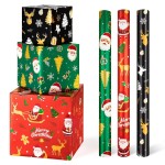 WERNNSAI Christmas Kids Wrapping Paper - 3 Rolls 17 x 120 Kids Christmas Foil Wrapping Paper Rolls Girls Boys Christmas Santa Wrapping Papers Christmas Birthday Gift Wrap Paper with Cutting Line