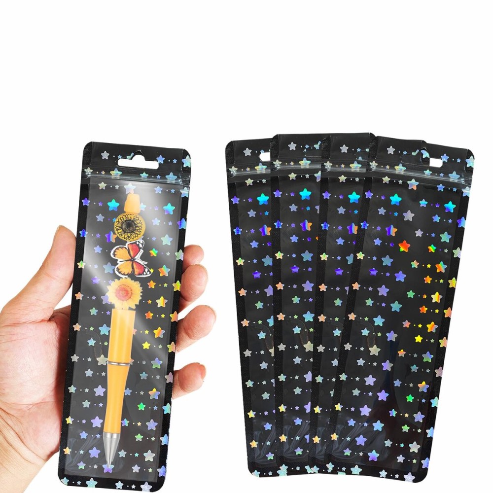 100 Pcs Beadable Pen Packaging Bags for Small Business, Resealable Resealable Pouch Bags for Beaded Pens Lipgloss,Jewelry,Cosmetic,Candy 2.5x8.66inch