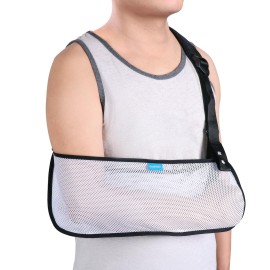 Mesh Arm Shoulder Sling Medical Shoulder Immobilizer for Shoulder Injury Torn Rotator Cuff, Breathable Arm Brace for Shower, Right Left Arm Stabilizes Elbow Arm Wrist Injury for Men Women (White)