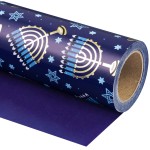 WRAPAHOLIC 30 Inch Jumbo Reversible Hanukkah Wrapping Paper - 30 Inch x 100 Feet Jumbo Roll Blue Menorah Lights Chanukah Wrapping Paper Perfect for Hanukkah, Chanukah, Holiday