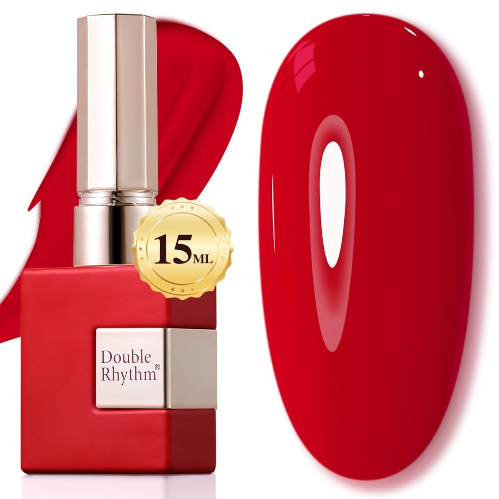 Double Rhythm 15ML Gel Nail Polish Pure Sheer Same Color Same Bottle Soak Off Gel Polish Art Manicure Salon DIY at Home for Women (Red Coral-A1451)