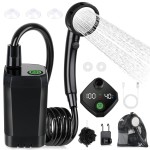 Spopal Portable Shower for Camping, [Long-Lasting] 6000mAh Rechargeable Camping Shower with Intelligent LED Display, 4 Spray Modes, IPX7 Waterproof Outdoor Camp Pump for Hiking, Travel, Car, Pet(Bk)