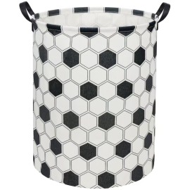 TIBAOLOVER Hexagon Football Kids Laundry Basket Baby Hamper Hexagon Football Toy Storage Bin for Boys Room Decor Baby Nursery Hamper Gift Baskets for Bedroom Bathroom(Football Hexagon)
