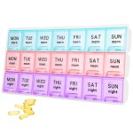 Large Weekly Pill Organizer 3 Times A Day,Travel Pill Cases Moisture-Proof 7 Day Pill Contaner,Medicine Pill Organizer, Portable for Pills Vitamin Fish Oil Supplements