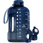 AQUAFIT 1 Gallon Water Bottle with Time Marker - Straw & Chug Lid - BPA Free Gym Water Bottle with Straw - Big Gallon Jug (Nebula 2, 128 oz - 2 Lids)
