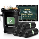 Teivio 5 Gallon 100 Counts Black Trash Bags Garbage Bags, Bathroom Trash Can Bin Liners, Small Plastic Bags for Home Office Kitchen Kitchen, Black