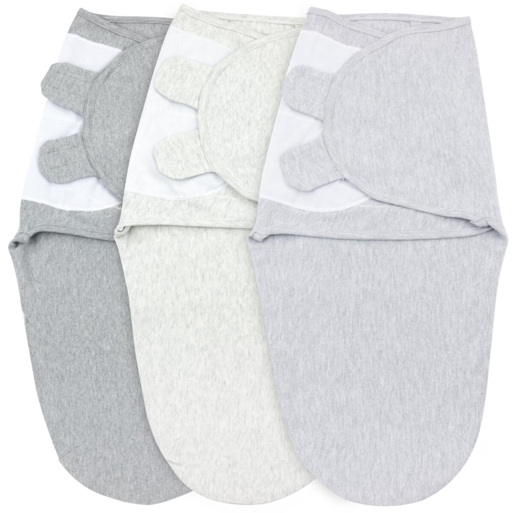 Bublo Baby Swaddles for Newborns - 3-Pack Infant Swaddles 0-3 Months - Adjustable Swaddle Sleep Sack - Soft Organic Cotton Baby Wrap for Safe & Cozy Sleep (Melange Grey)