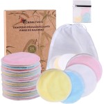 Reusable Makeup Remover Pads (24 Pack) with 2 Bags for Laundry & Storage, Reusable Bamboo Cotton Rounds, Eco-Friendly Reusable Cotton Pads for All Skin Types