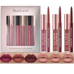 BestLand 6Pcs Matte Liquid Lipstick & Lip Liner Set - Waterproof, Long-Lasting Nude Lip Stain Makeup Kit, Velvety Texture, Gift Set (Vintage Charm Lip Set)