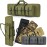 DULCE DOM Double Rifle Case 52\'\' Soft Gun Bag Tactical Backpack with Movable Divider for Hunting Shooting Range, MOLLE System Multiple Magazine Pouches & Accessory Bags (GREEN)