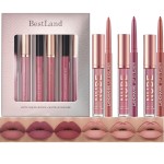 BestLand 6Pcs Matte Liquid Lipstick + Lip Liner Pens Set, One Step Lips Makeup Kits Pigment Velvety Nude Lip Stain Waterproof Long Wear Lip Gloss Make up Gift Set (Classic Allure Set)