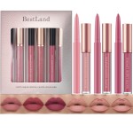BestLand 6Pcs Matte Liquid Lipstick + Lip Liner Pens Set, One Step Lips Makeup Kits Pigment Velvety Nude Lip Stain Waterproof Long Wear Lip Gloss Make up Gift Set (Natural Allure Bundle)