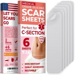 Medical Grade Silicone Scar Sheets - Transparent - 6pk (7x1.6) - Visible Difference on C-Section Scars - Reusable Silicone Sheets for Scars - Easy to Use C Section Scar Silicone Strips