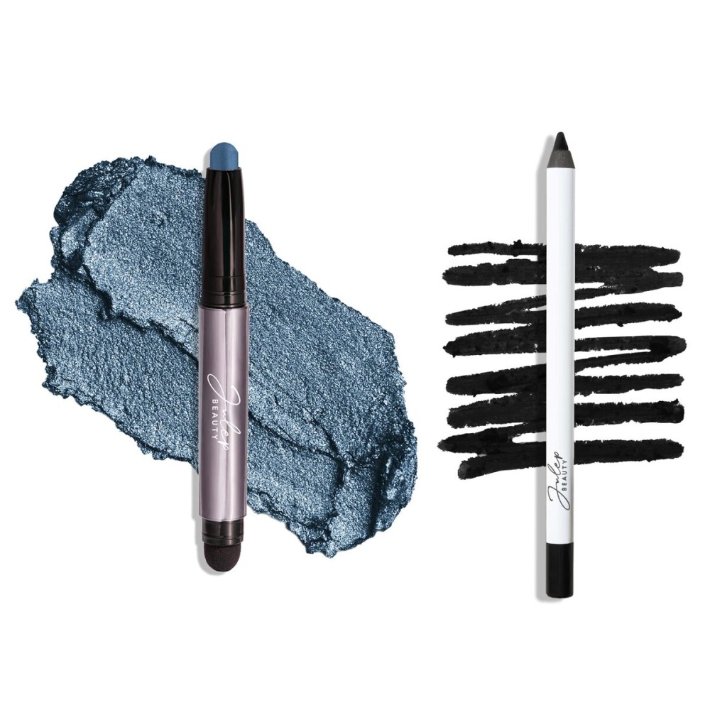 Julep Twice As Nice Eyeshadow Stick and Eyeliner Duo | Includes Eyeshadow 101 Creme-to-Powder Waterproof Shadow Stick, Sapphire Shimmer and All-Day Gel Eyeliner Pencil, Blackest Black