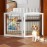 ZJSF Freestanding Foldable Dog Gate for House Extra Wide Wooden White Indoor Puppy Gate Stairs Pet Gates Doorways Pet Gate Tall Dog Fence 2 Panels