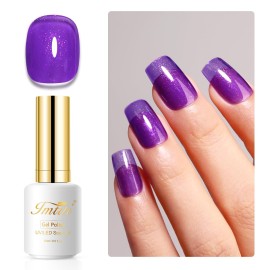 Imtiti Glitter Gel Nail Polish, 0.5 Fl Oz Deep Purple Iridescent Glitter Gel Polish Soak Off LED UV Shimmer Sparkle DIY Art Starter Manicure Salon