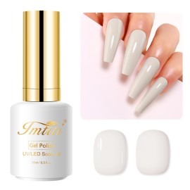 Imtiti Nude Gel Nail Polish, 0.5 Fl Oz Soy Milky White Gel Polish Soak Off LED UV Spring Summer DIY Nail Art Starter Manicure Salon