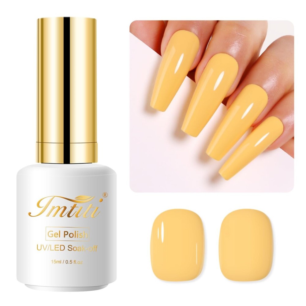 Imtiti Yellow Gel Nail Polish, 0.5 Fl Oz Bright Yellow Gel Polish Soak Off LED UV Nail Gel Polish Spring Summer Gel Nail Polish DIY Nail Art Starter Manicure Salon Gel Nail Kit