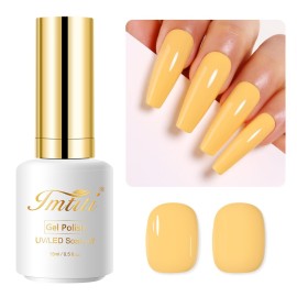 Imtiti Yellow Gel Nail Polish, 0.5 Fl Oz Bright Yellow Gel Polish Soak Off LED UV Nail Gel Polish Spring Summer Gel Nail Polish DIY Nail Art Starter Manicure Salon Gel Nail Kit