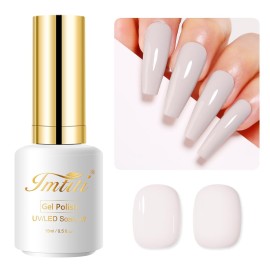 Imtiti Nude Gel Nail Polish, 0.5 Fl Oz Nude White Gel Polish Soak Off LED UV Nail Gel Polish Spring Summer DIY Nail Art Starter Manicure Salon