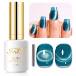 Imtiti Cat Eye Gel Nail Polish, 15ml Blue Green Crystal Glitter Cat Eye Gel Polish With Magnet Magnetic Holographic Galaxy Sparkly Soak Off UV Led Manicure