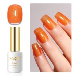 Imtiti Glitter Gel Nail Polish, 0.5 Fl Oz Orange Glitter Gel Polish Soak Off LED UV Shimmer Sparkle DIY Nail Art Starter Manicure Salon